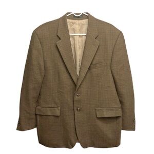 Lauren Ralph Lauren Men Wool Blazer 44R Tan Tweed Houndstooth Jacket Sport Coat
